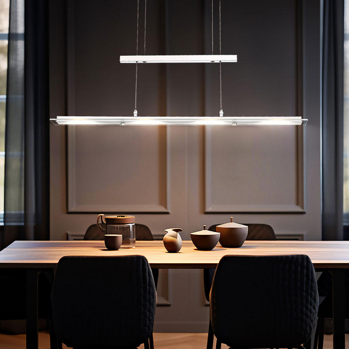 LED HÄNGELEUCHTE Janick Silber - Silberfarben, Glas (80/9/165cm) - Globo Lighting
