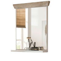 BADSPIEGEL Pinie weiß, Oslo Pinie Landhaus, Badspiegel mit Ablage, 60 x 72 cm - Weiß/Pinienfarben, Holzwerkstoff (60/72/15cm) - Furn.Design