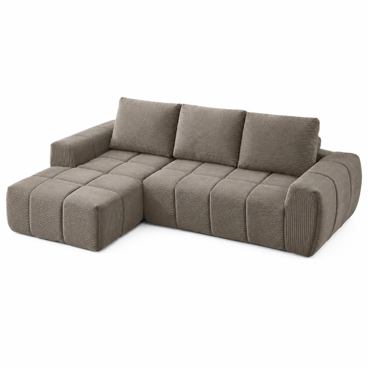 ECKSOFA Cord Taupe - Taupe, Textil (255/162cm) - WISHDOR