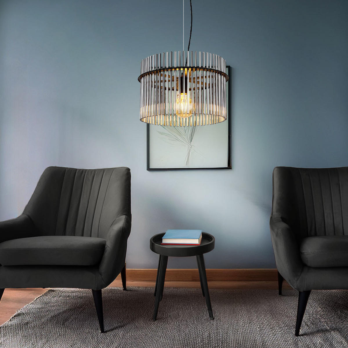 LED HÄNGELEUCHTE Metall Schwarz - Grau, Glas (40/40/150cm) - Globo Lighting