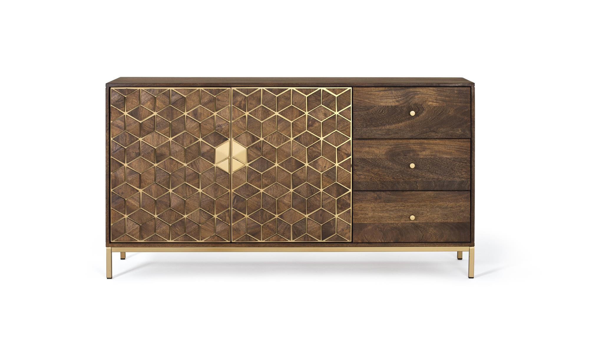 SIDEBOARD aus Mangoholz und goldenen Details - Braun, Holz (40/77/145cm) - Giner y Colomer