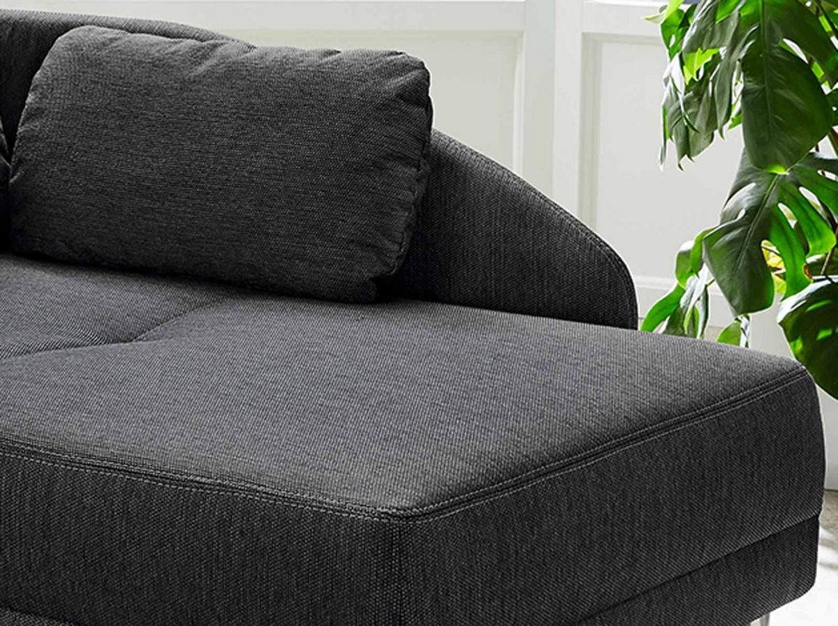 RÉCAMIERE-SCHLAFSOFA mit Bettkasten, Federkern, seitenverkehrt montierbar B149/T90/H80 cm, Liegefläche 200x84 cm, Webstoff Anthrazit / 15121 - Chromfarben/Anthrazit, Textil/Metall (149/80/90cm) - luma-home