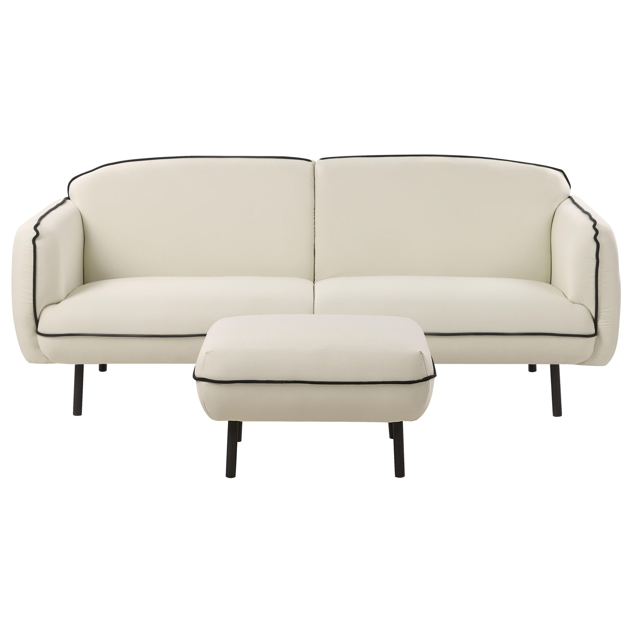 3-SITZER-SOFA hellbeige/schwarz mit Ottomane Tonsberg - Beige/Schwarz, Textil (198/78/85cm) - Beliani