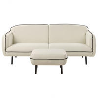 3-SITZER-SOFA hellbeige/schwarz mit Ottomane Tonsberg - Beige/Schwarz, Textil (198/78/85cm) - Beliani