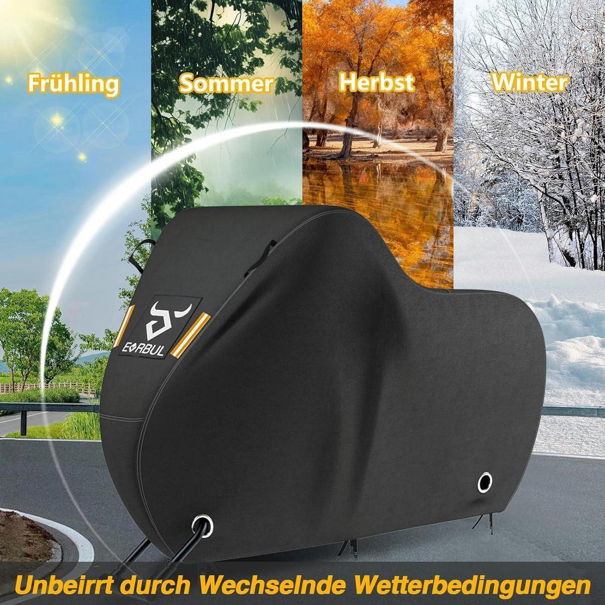 FAHRRADABDECKUNG für 2-3 Fahrräder 221 x 119 x 119 cm wasserdicht 420D-Gewebe - Schwarz, Textil (119/119/221cm)