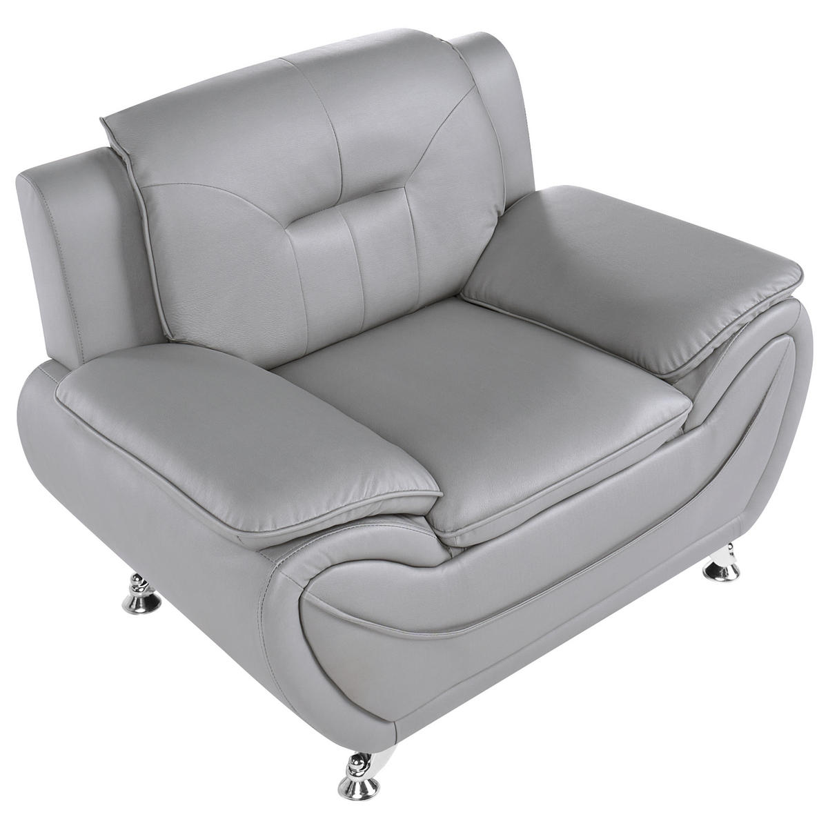 SESSEL Kunstleder Grau Leira - Dunkelgrau/Silberfarben, Kunststoff/Metall (111/86/78cm) - Beliani