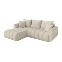 ROHOVÁ SEDAČKA s funkcí spaní, otoman vlevo TOKO-L-v1 277x194x86 béžová bouclé - černá/písková barva, kompozitní dřevo/textil (277/194cm) - ALTDECOR