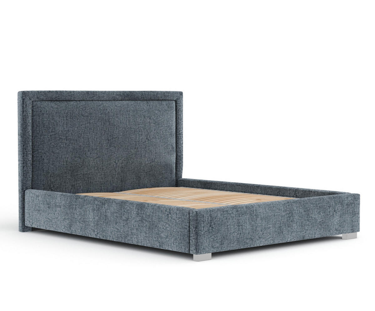 POLSTERBETT Ordina Blau Grau 160/200 cm im Chenille-Stoff - Silberfarben/Blaugrau, Holz/Holzwerkstoff (160/200cm) - Maison de Reve