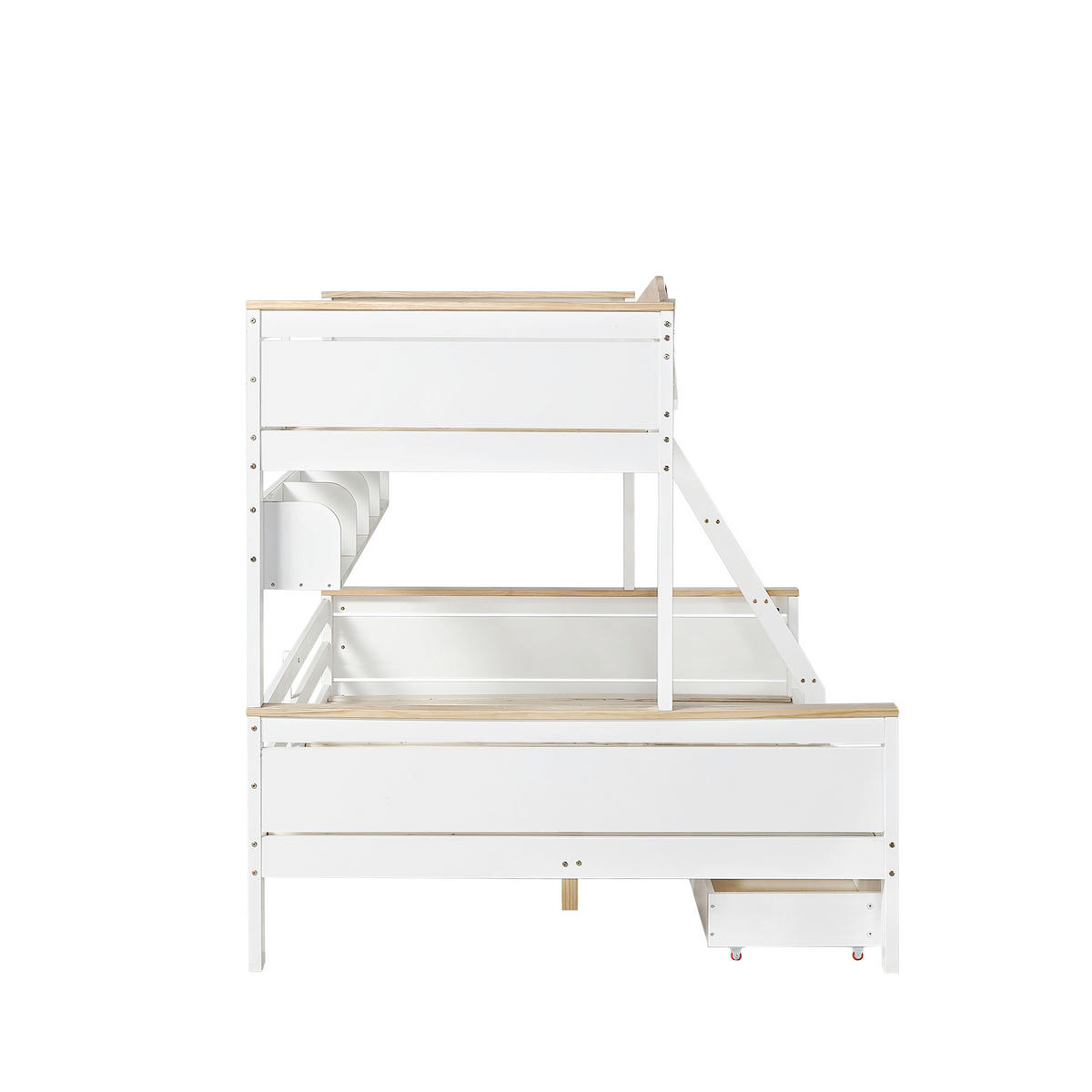 ETAGENBETT Windmühle Weiß+Natur 90x200cm & 140x200cm - Naturfarben, Holz (90/200cm) - ComfortXL