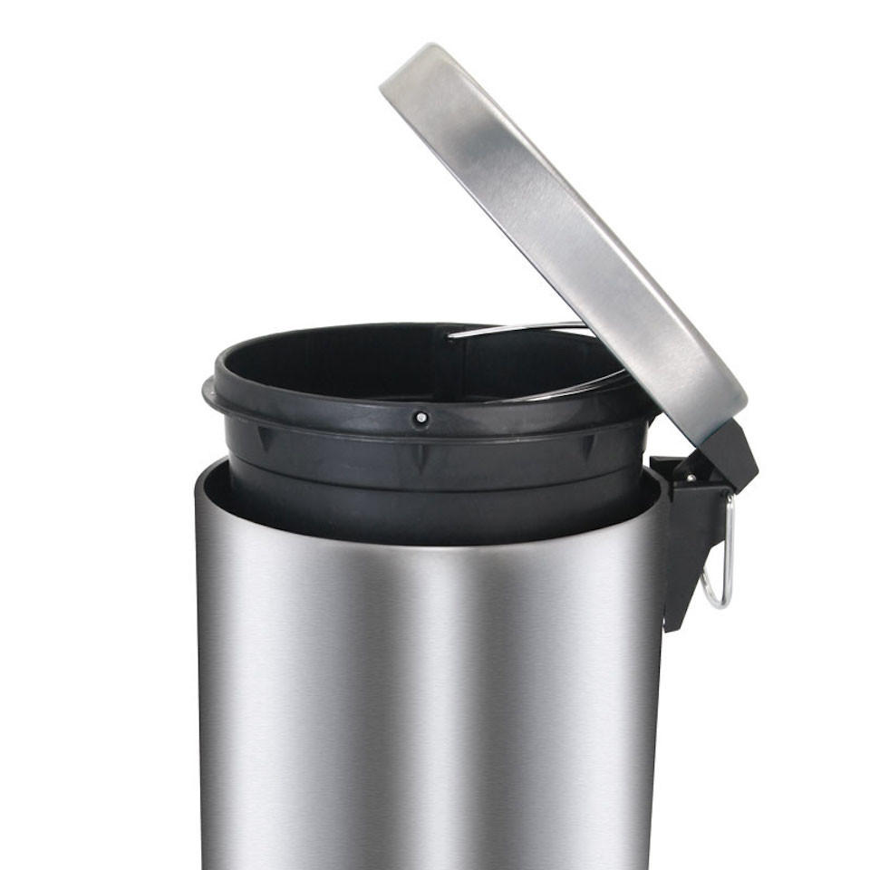 MÜLLEIMER Runder TretMit Herausnehmbaren Kunststoff Inneneimer 30 Liter 64 x 30 x 33 cm Edelstahl - Silberfarben, Metall (33/64/30cm) - PROREGAL