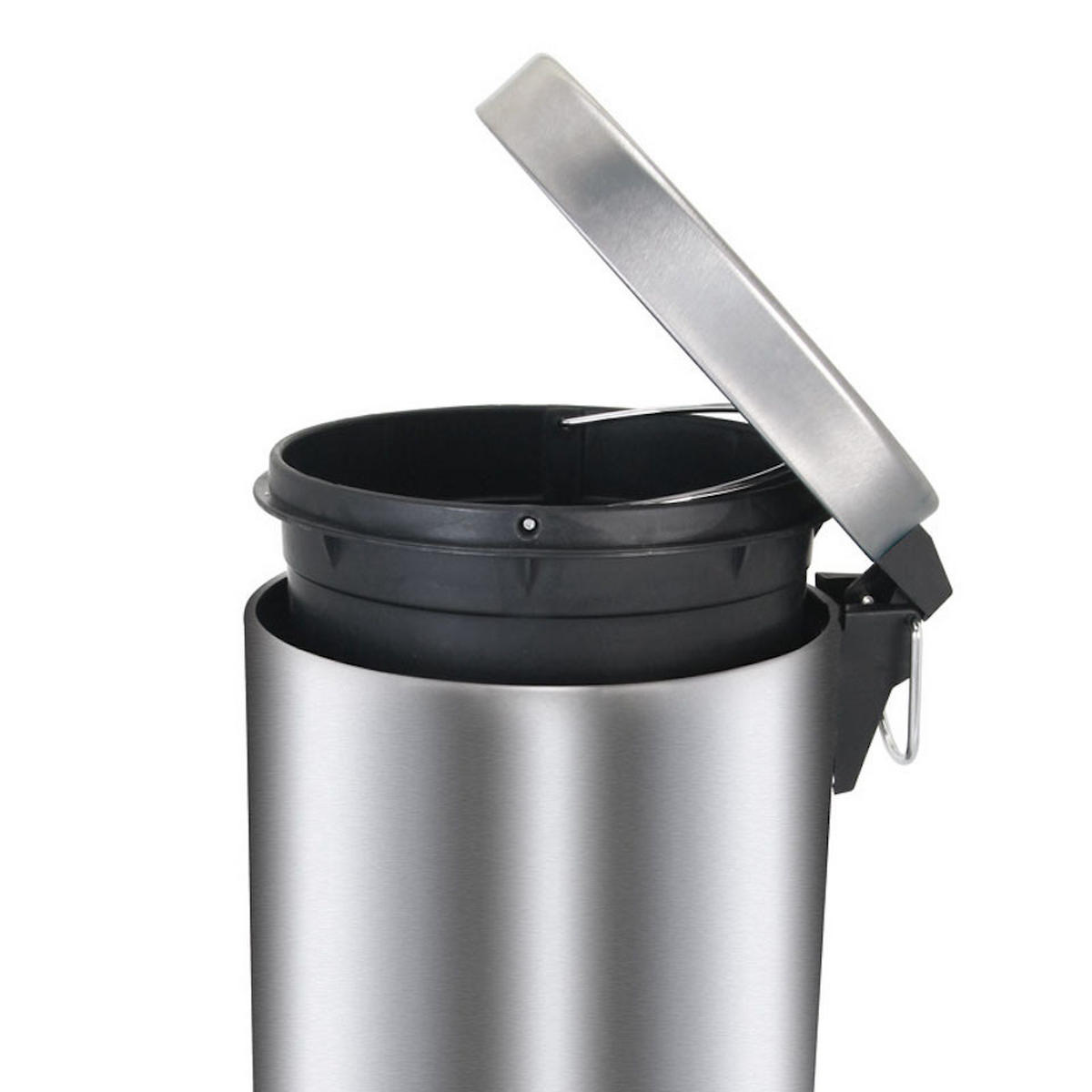 MÜLLEIMER Runder TretMit Herausnehmbaren Kunststoff Inneneimer 30 Liter 64 x 30 x 33 cm Edelstahl - Silberfarben, Metall (33/64/30cm) - PROREGAL