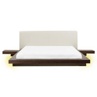 BETT mit LED 160x200 cm Dunkler Holzfarbton Zen - Dunkelbraun, Holzwerkstoff (160/200cm) - Beliani