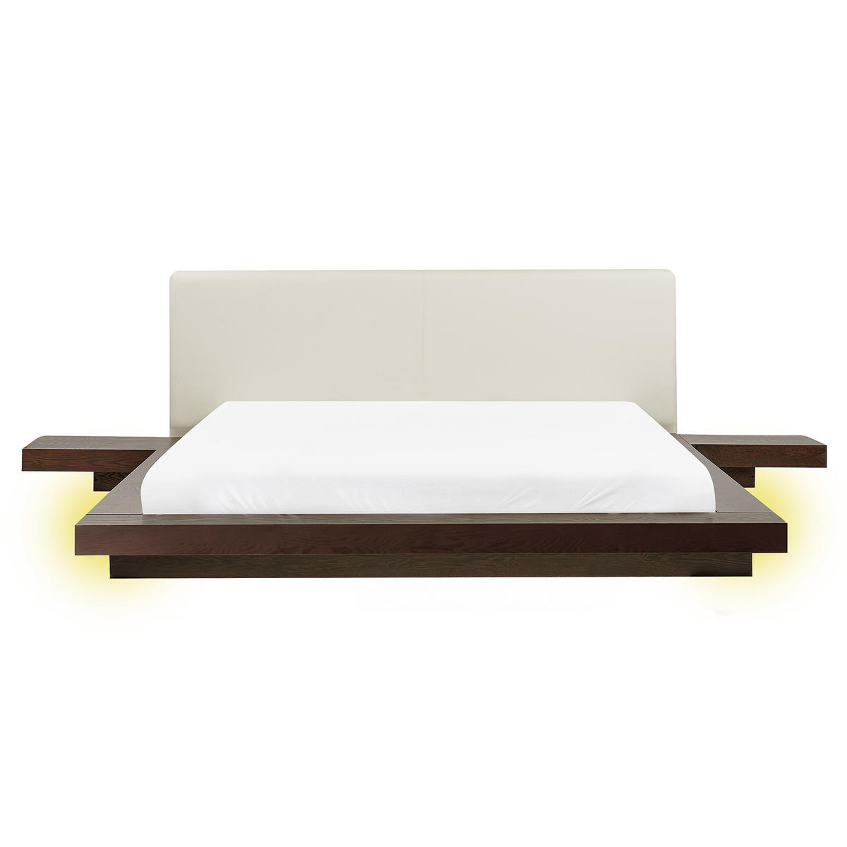 BETT mit LED 160x200 cm Dunkler Holzfarbton Zen - Dunkelbraun, Holzwerkstoff (160/200cm) - Beliani