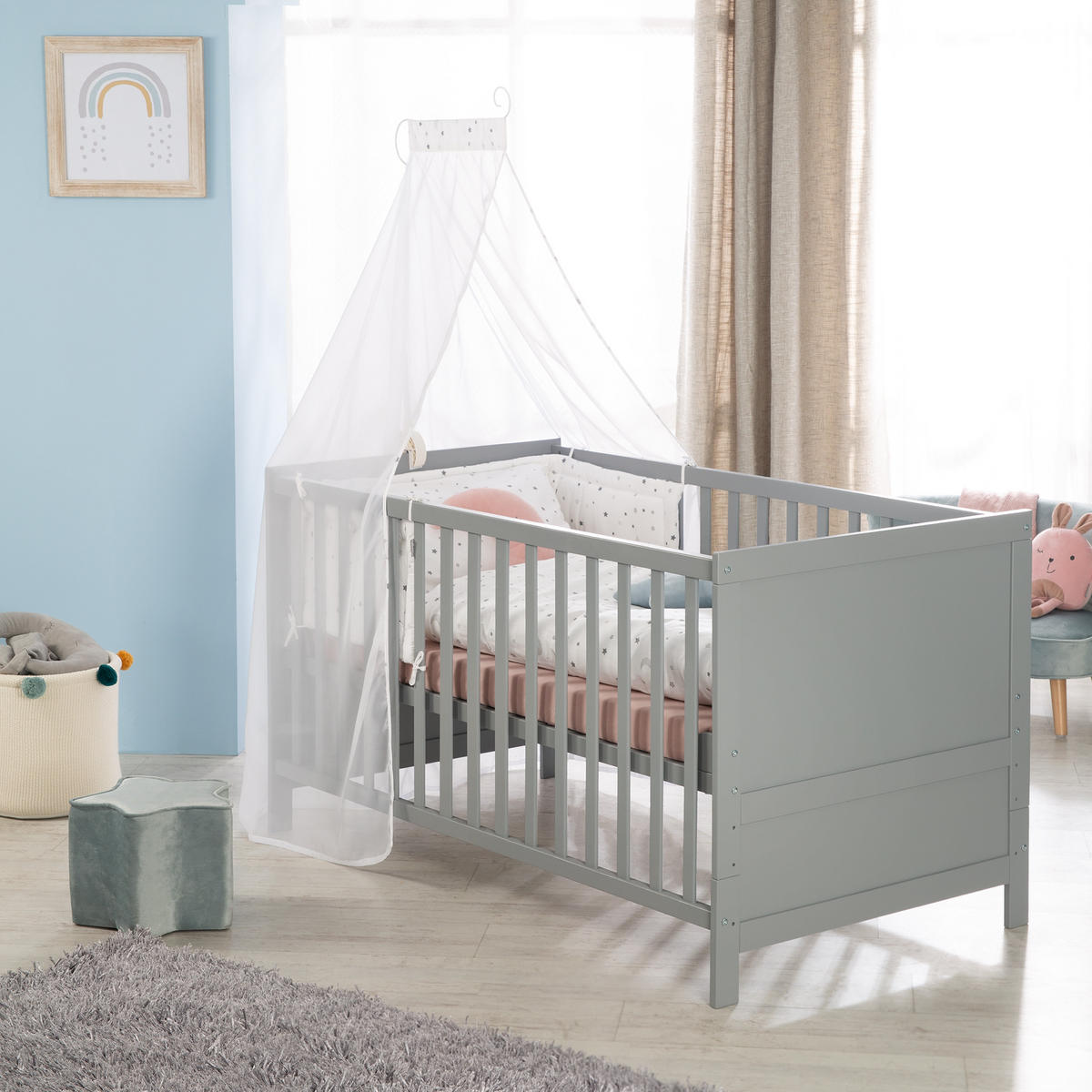 BABYBETT Sternenzauber 70 x 140 cm - Taupe, Holzwerkstoff (70/140cm) - Roba