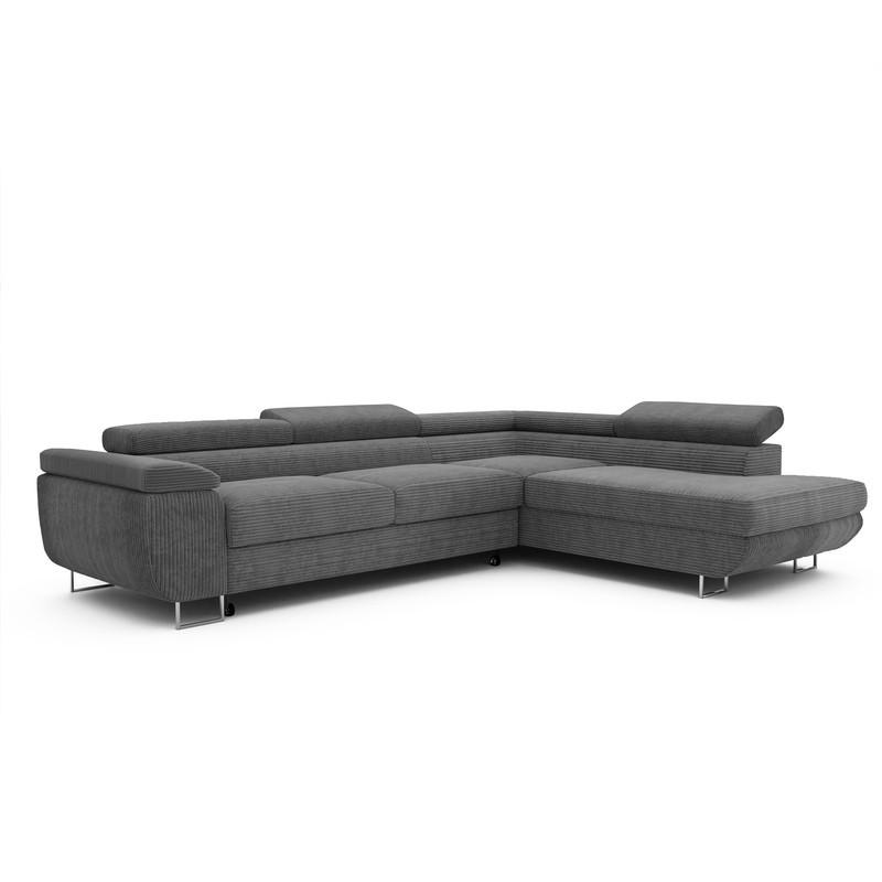 ECKSOFA ANTON mit Schlaffunktion und Bettkasten Grau - Grau, Holzwerkstoff/Kunststoff (274/203cm) - Idohome