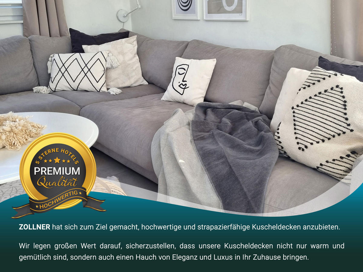 KUSCHELDECKE, 150x200 cm, 60% Baumwolle, 40% Polyacryl, Grau - Dunkelgrau, Naturmaterialien (150/200cm) - Zollner
