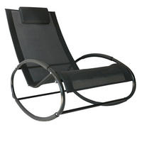 SCHAUKELLIEGE mit Kopfkissen, Texteline + Metall, 105 x 62 x 88 cm, Schwarz - Schwarz, Metall (62/88/105cm) - Outsunny