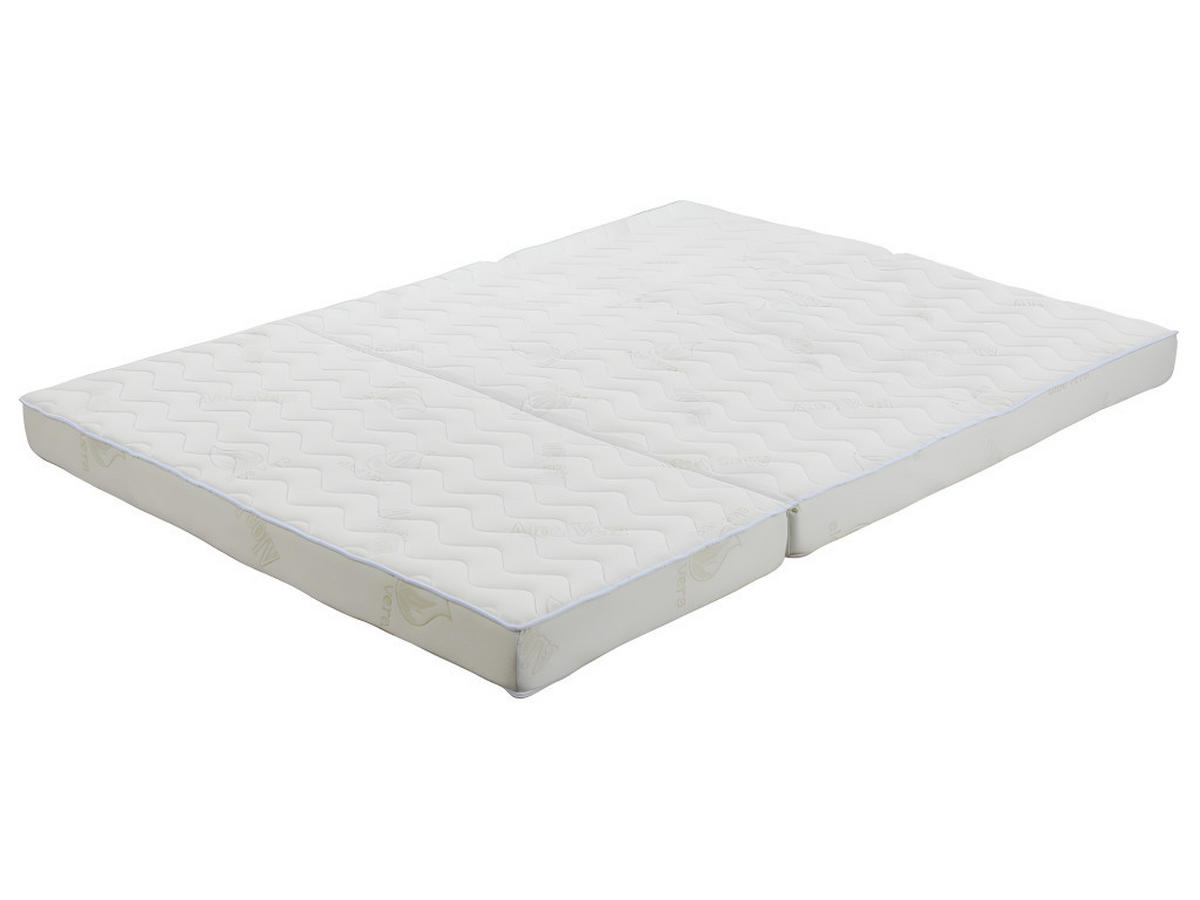 MATRATZE für Schlafsofa Klappsofa - 140 x 190 cm - Kaltschaum mit Aloe Vera - 1 Zone - Härtegrad 2 - Stärke 12 cm - FIESTA von NATUREA - Weiß, Textil - Vente-Unique