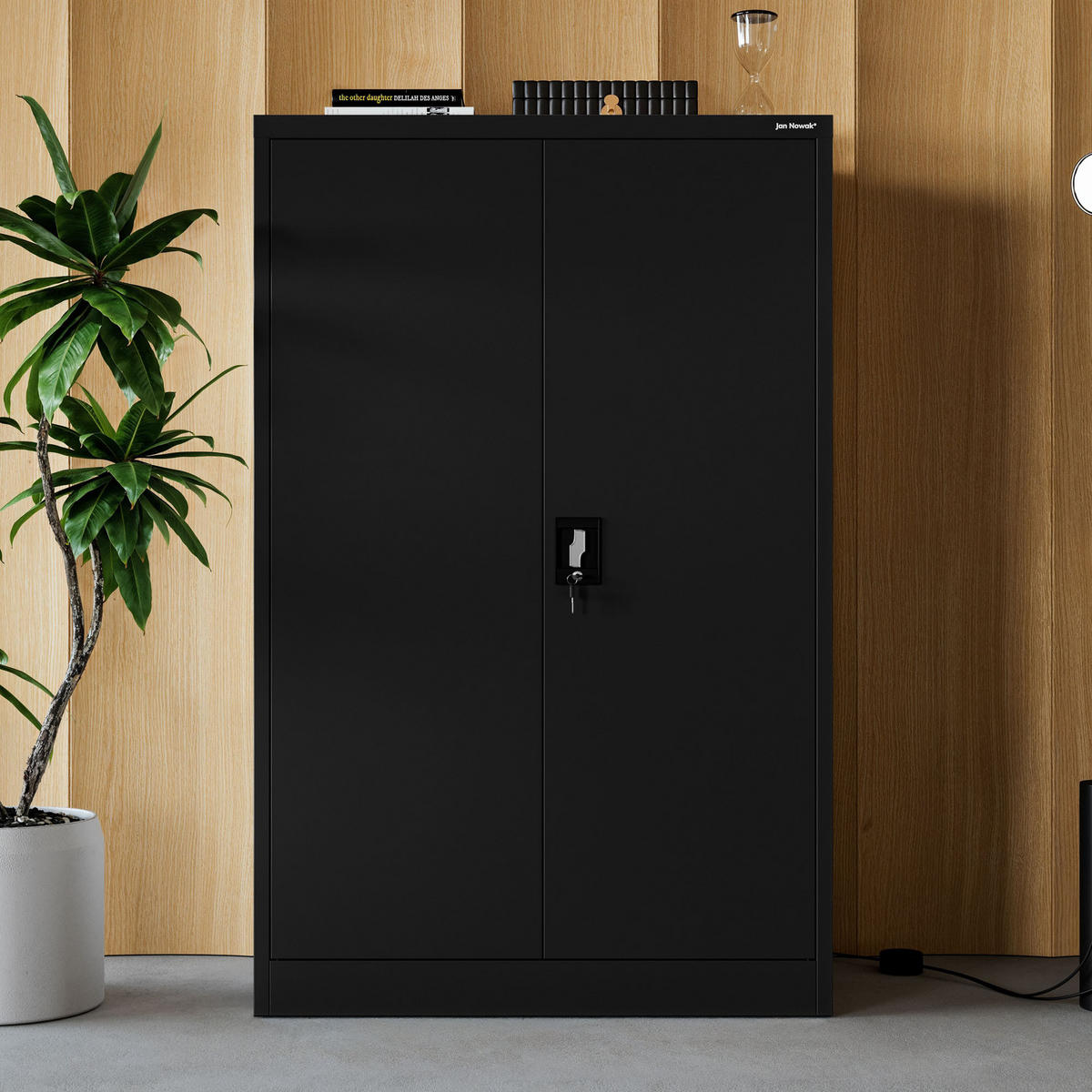BÜROSCHRANK KEVIN D600 - Schwarz, Metall (90/140/60cm) - Jan Nowak