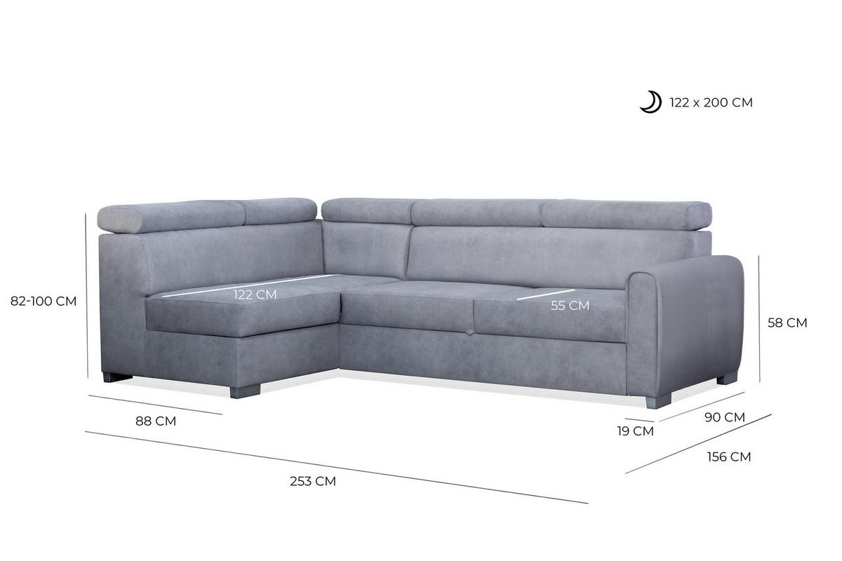 ECKSOFA Covo Braun, mit Bettzeugablage und verstellbaren Kopfstützen, linke seite - Braun, Holzwerkstoff (253/156cm) - Bettso