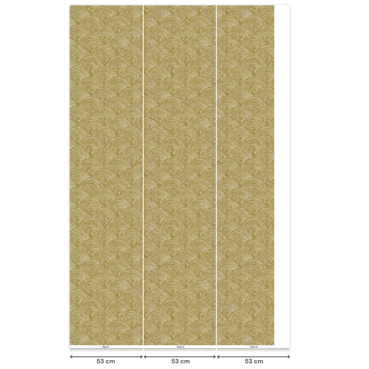 TAPETE - Fächer - Geometrisch - Grün - 140x240 cm - Goldfarben, Papier (140/240cm) - OnlyWow