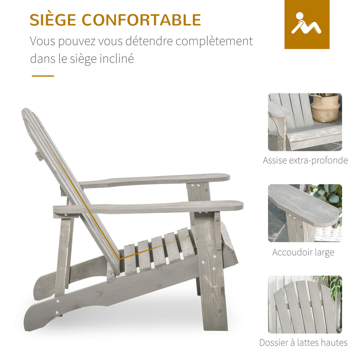 GARTENSTUHL DE-17753 Grau - Grau, Holz (89/88/78cm) - ComfortXL