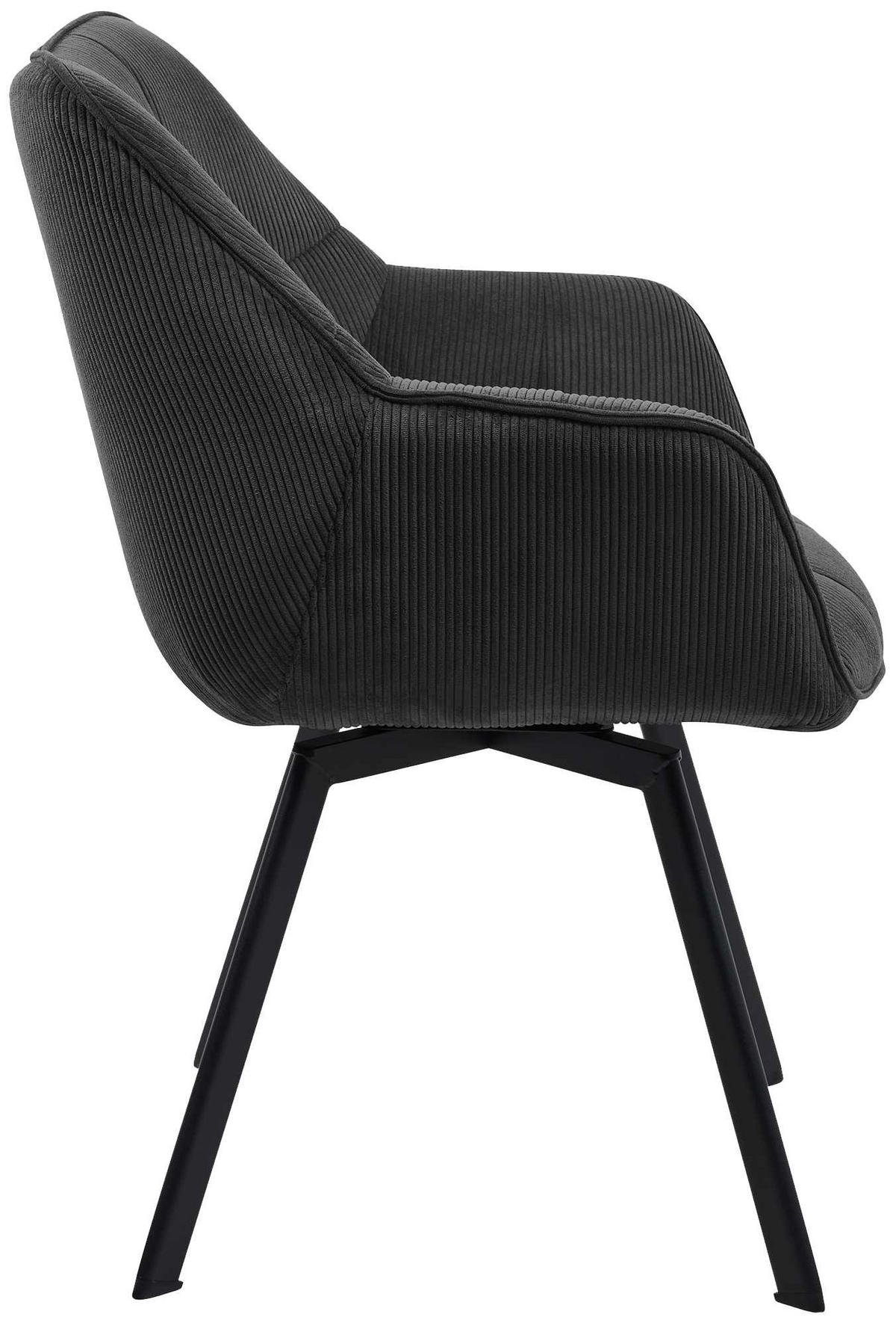 ARMLEHNENSTUHL Cord Schwarz - Schwarz, Textil/Metall (60/81/59cm) - CLP