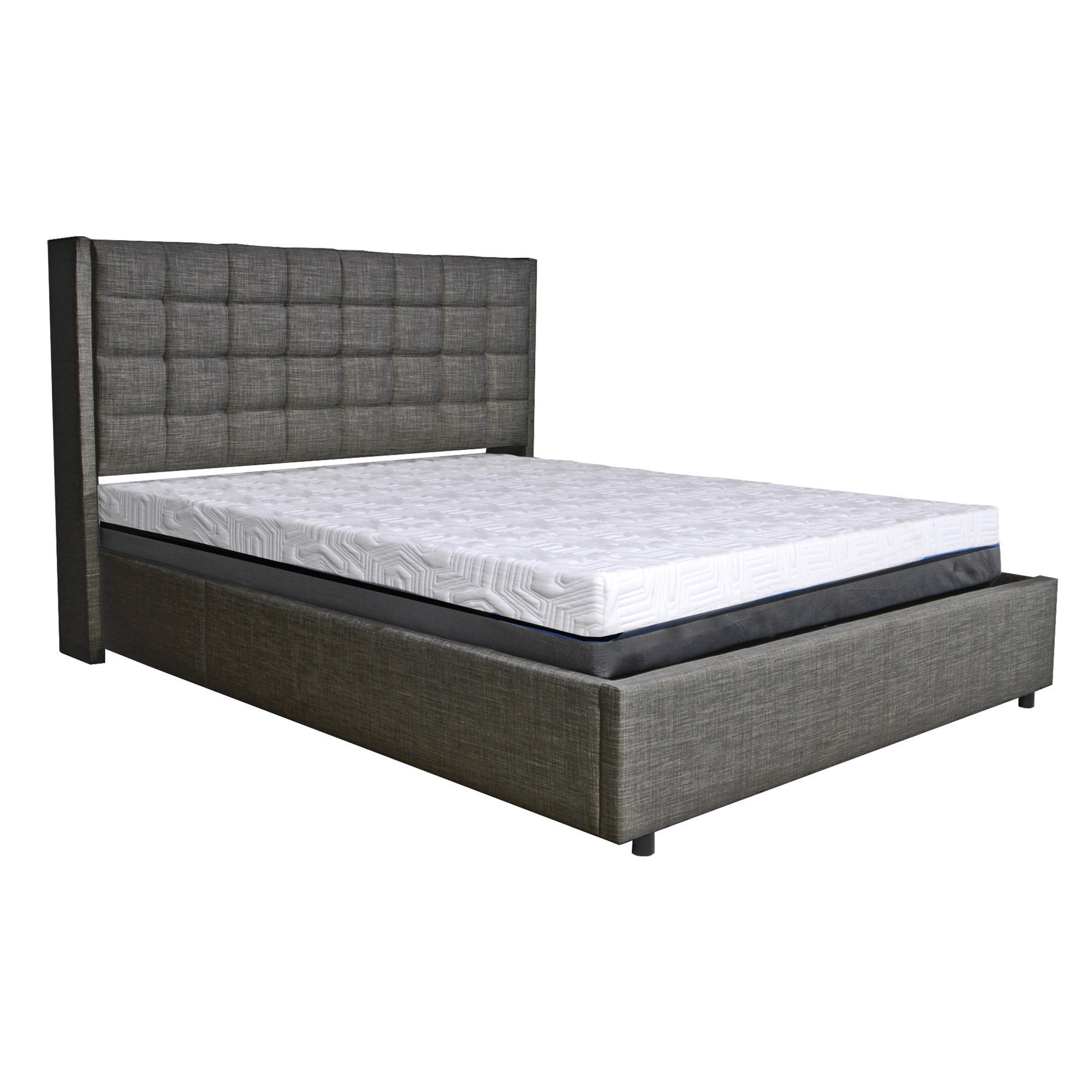 BETTKASTEN WEMBLEY mit Lattenrost/ Bett 160x200 - Dunkelgrau - Anthrazit, Holzwerkstoff (160/200cm) - Weber Industries