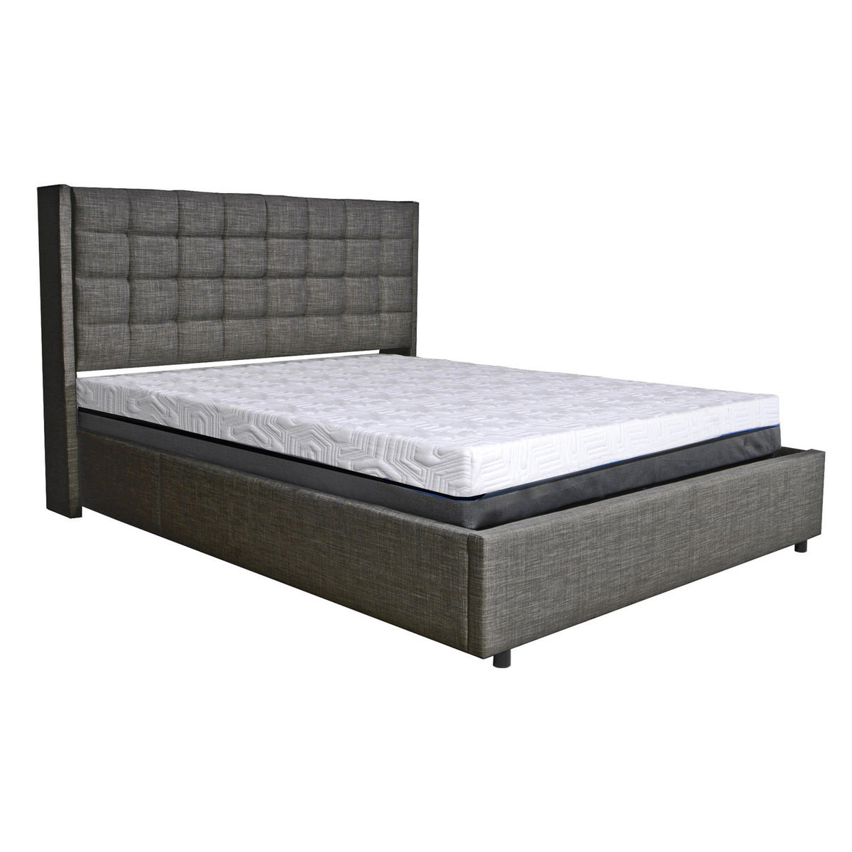 BETTKASTEN WEMBLEY mit Lattenrost/ Bett 160x200 - Dunkelgrau - Anthrazit, Holzwerkstoff (160/200cm) - Weber Industries