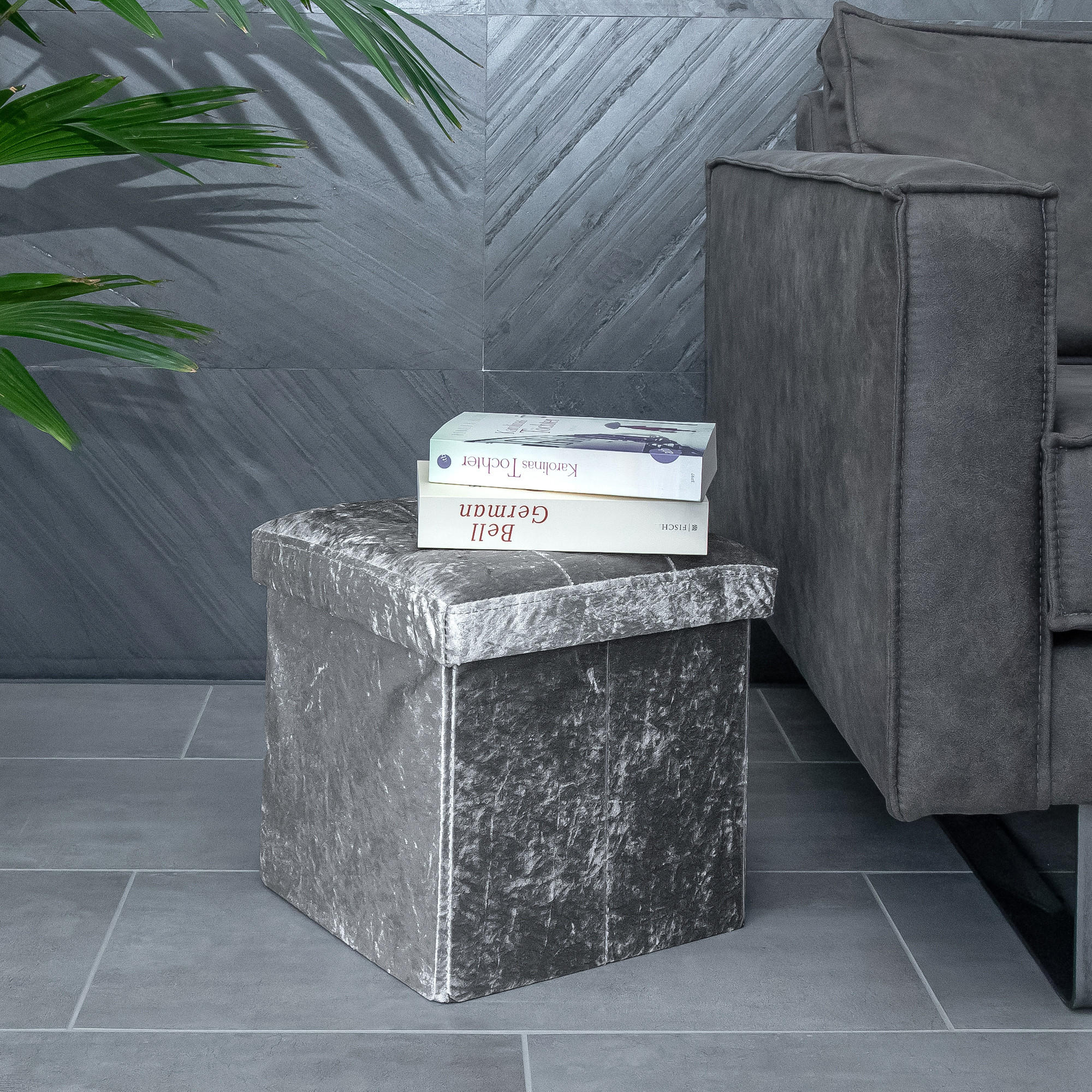 Thumbnail - Intirilife Sitzbox, Grau, Karton, 30x30x30 cm, Garderobe, Garderobenbänke