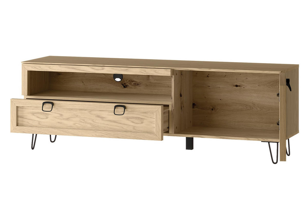 WOHNZIMMER-SET Limbo Eiche Artisan 2-teilig - Eiche Artisan/Braun, Holz/Metall (160/53/42cm) - Feldmann-Wohnen