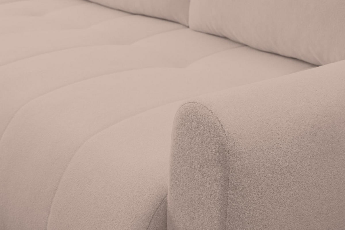 ECKSOFA Sprento Rosa, aus Boucle-Stoff, mit Schlaffunktion und Bettzeugfach - Rosa, Holzwerkstoff/Textil (230/149cm) - Bettso