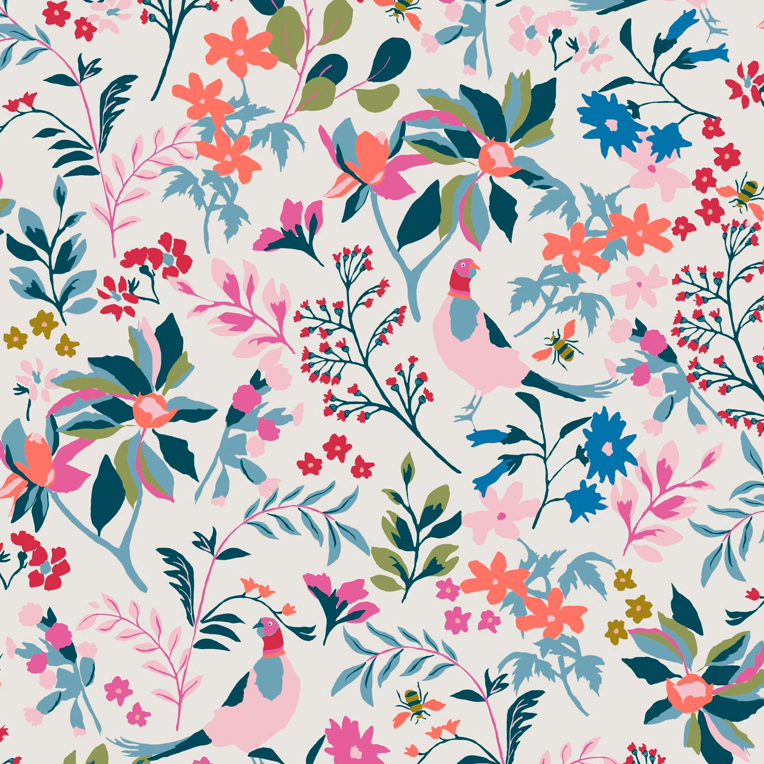 VLIESTAPETE - Sommergarten - Weiß, Papier/Kunststoff (52/1000cm) - Joules