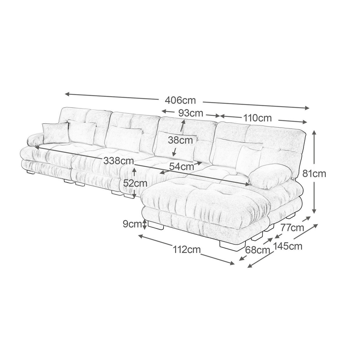 ECKSOFA modular mit beweglichen Ottomane, tiefem Sitz und Chenillebezug, Pink - Pink, Textil (406/145cm) - Redom