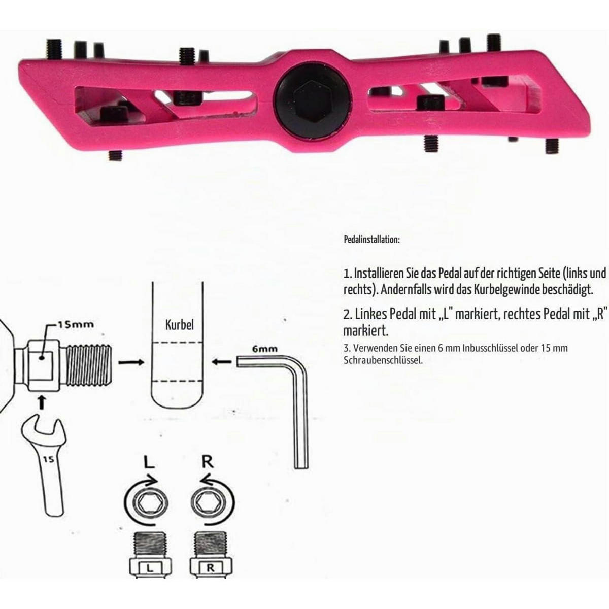 FAHRRADPEDALE Nylonfaser Pink 1 Paar - Pink, Kunststoff (10.7/1.8/12.4cm)