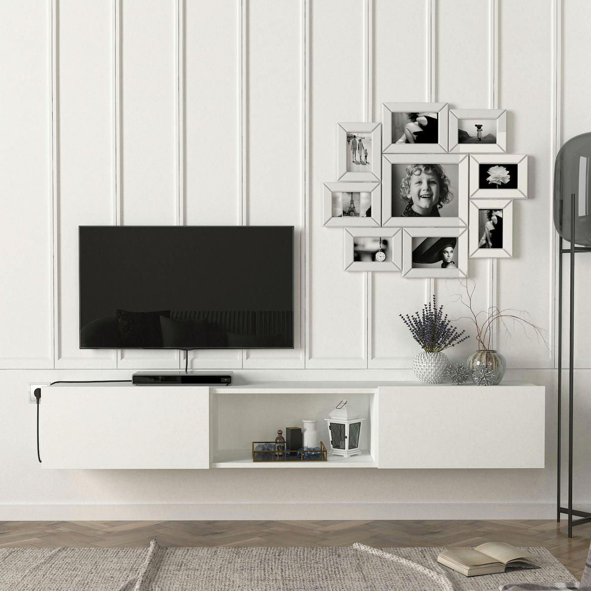 TV-ELEMENT Paltamo - Weiß, Holzwerkstoff (180/29.5/31cm) - [en.casa]