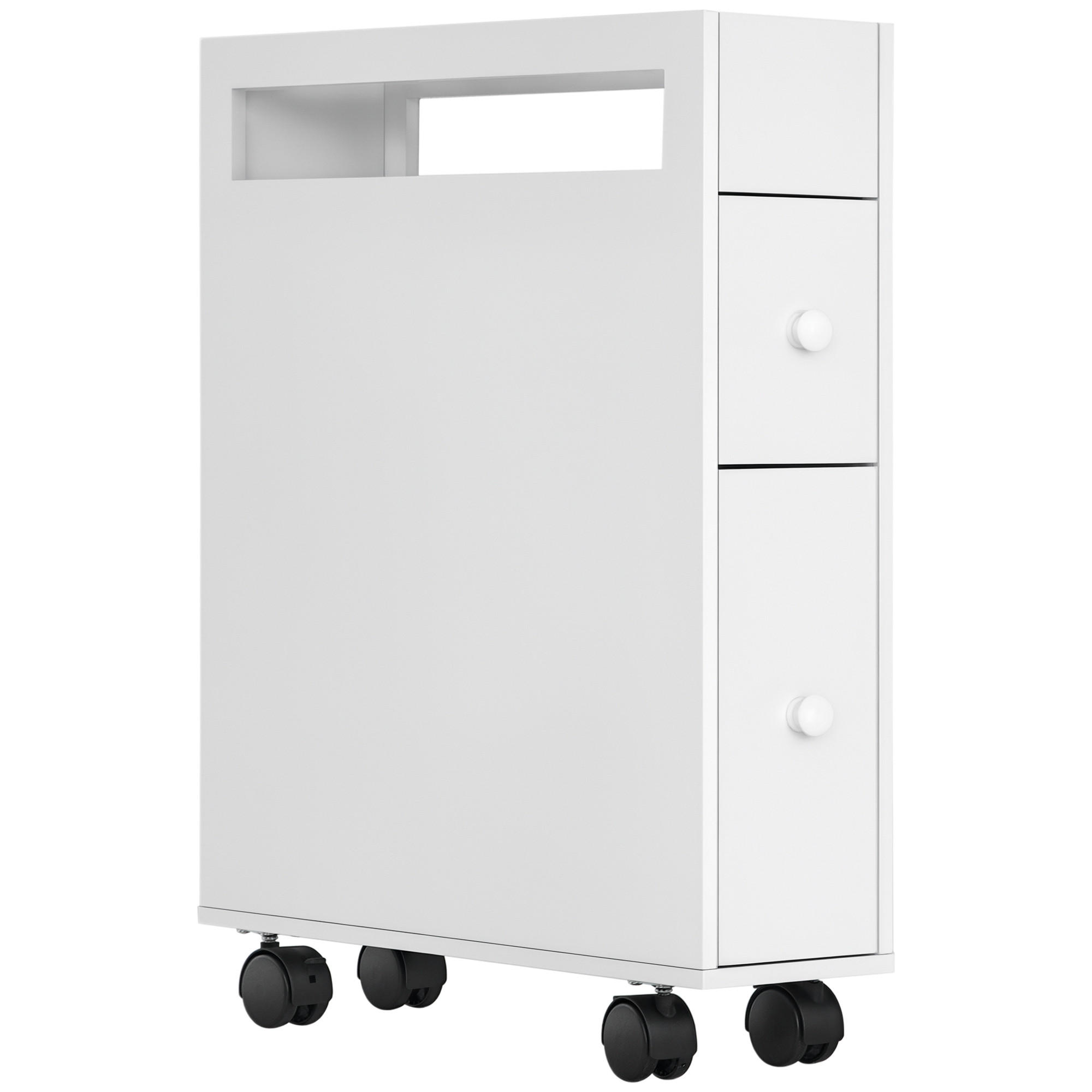 ROLLSCHRANK DE-08469 2 Schubladen mit 4 Rollen Weiß - Weiß, Holzwerkstoff (49.5/66/16cm) - ComfortXL