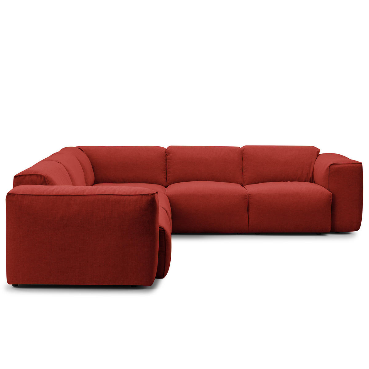 ECKSOFA mit Rundecke - Rot/Schwarz, Kunststoff/Textil (325/260cm) - home24