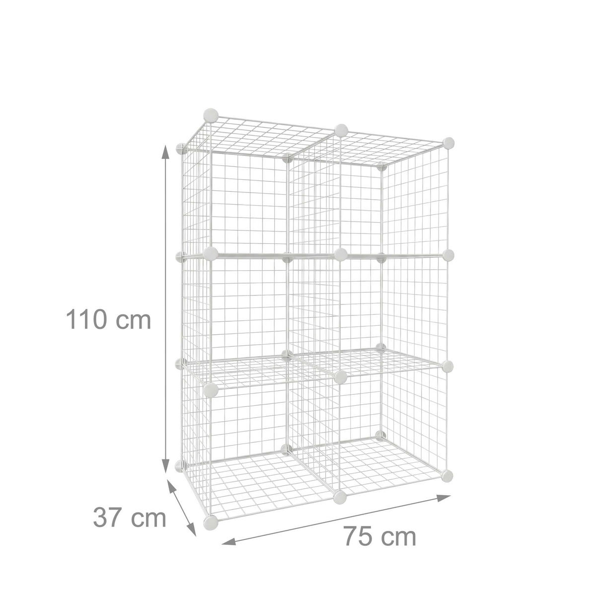 MODULÁRNÍ regál - bílá, kov (75/110/37cm) - Relaxdays