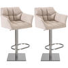 BARHOCKER 2er Set Stoff Elfenbein - Edelstahlfarben/Creme, Textil/Metall (64/88/45cm) - CLP