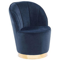 SESSEL Samtstoff Dunkelblau/Gold Alby - Blau, Textil/Metall (56/72/61cm) - Beliani
