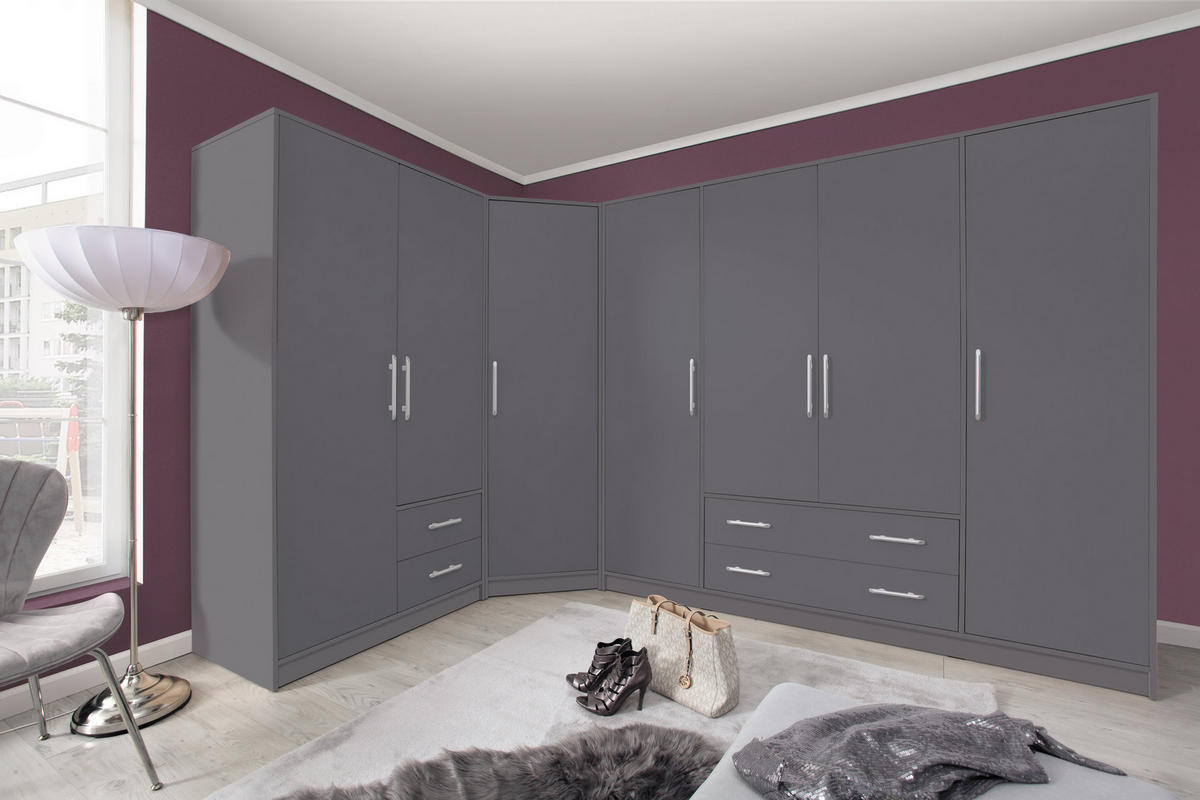 DREHTÜRENSCHRANK VANO 200/190/56cm 4-türig Anthrazit - Anthrazit, Holzwerkstoff (200/190/56cm) - MASSENO