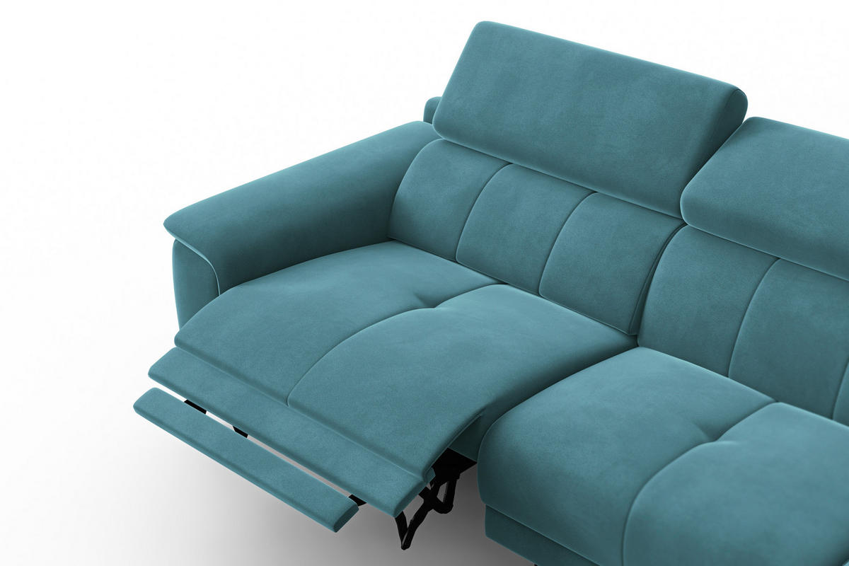 ECKSOFA FIERO 4-Sitzer RECHTS, Minter Veloursstoff - Schwarz/Mintgrün, Holz/Textil (288/170cm) - Courtois Laville