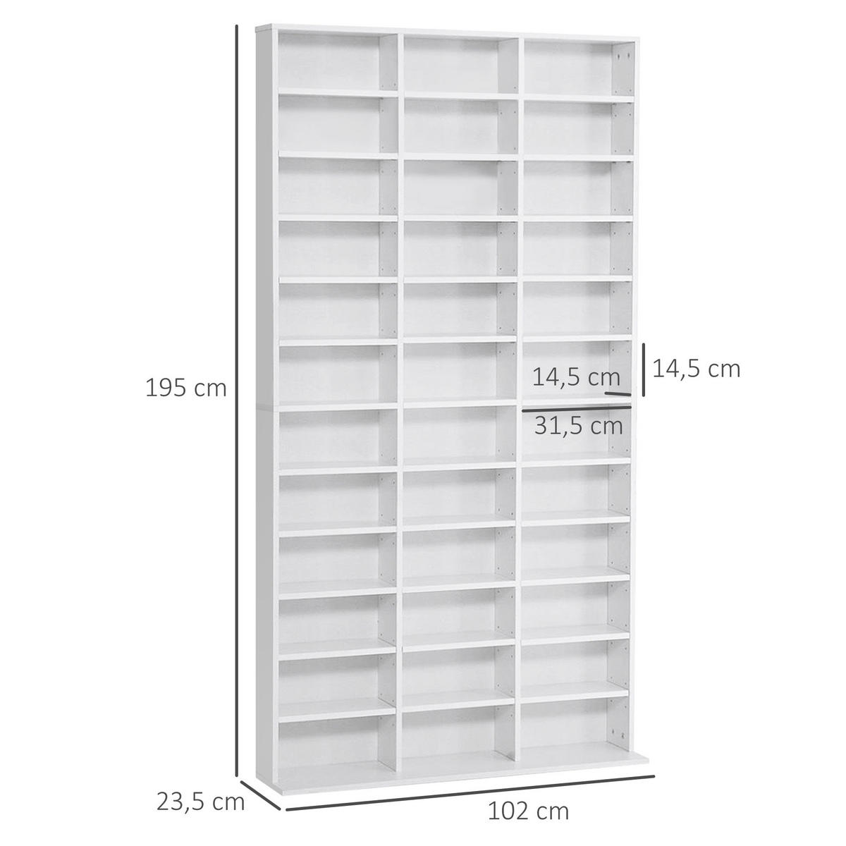 CD-REGAL DE-14419 36 Fächer, verstellbare Böden Weiß - Weiß, Holzwerkstoff (24/102/195cm) - ComfortXL