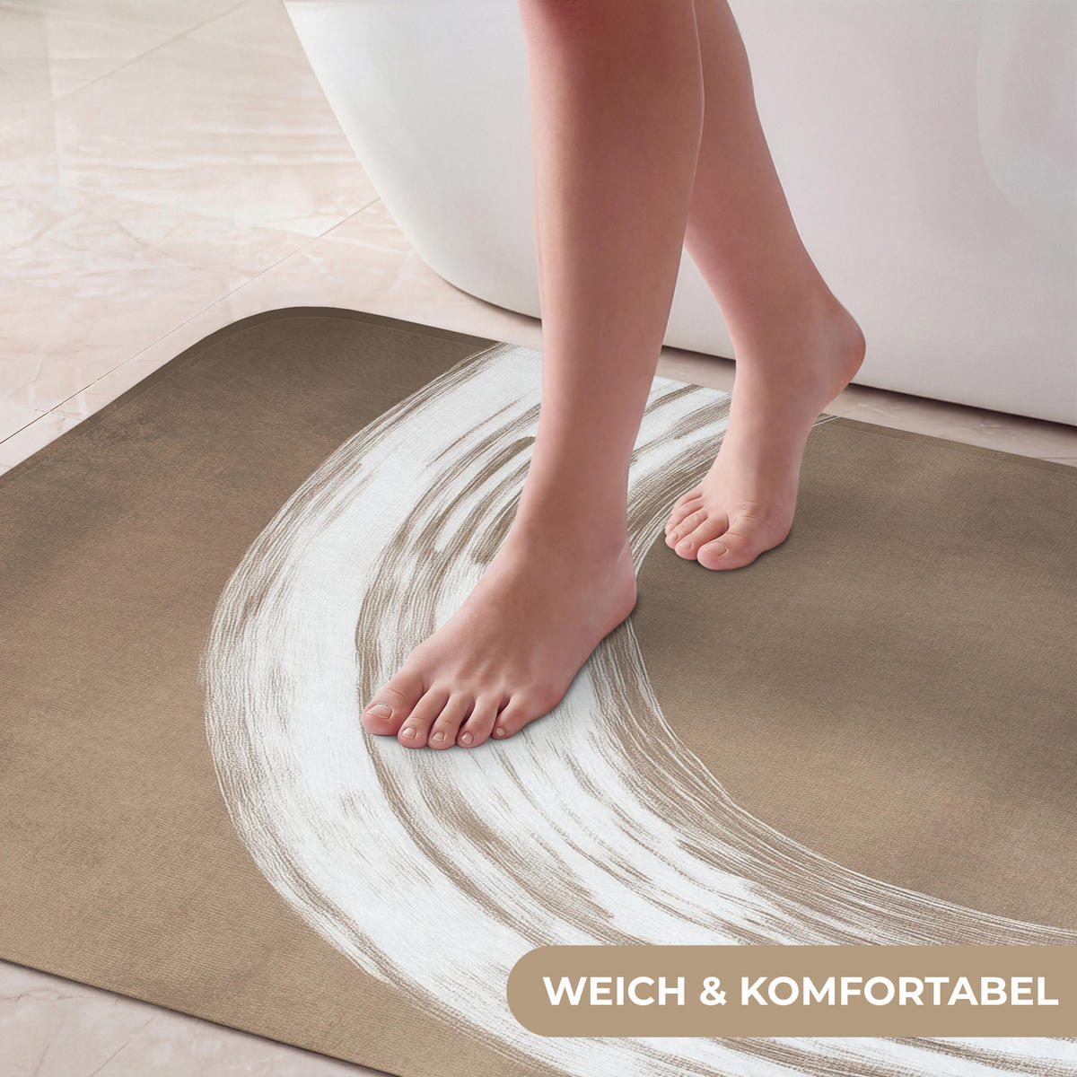 KOUPELNOVÁ PŘEDLOŽKA Barva - hnědá - Japandi 60x90 cm - barva mokka, textil/plast (60/90cm) - OnlyWow