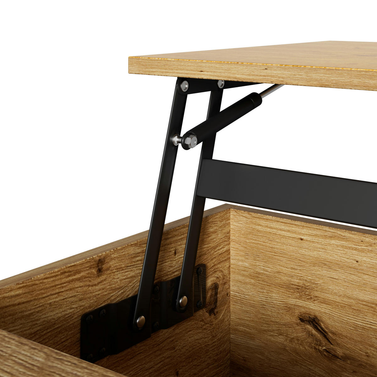 COUCHTISCH höhenverstellbar mit Jalousietür und MDF-Korpus - Naturfarben, Holzwerkstoff (55/90/57.5cm) - FLIEKS