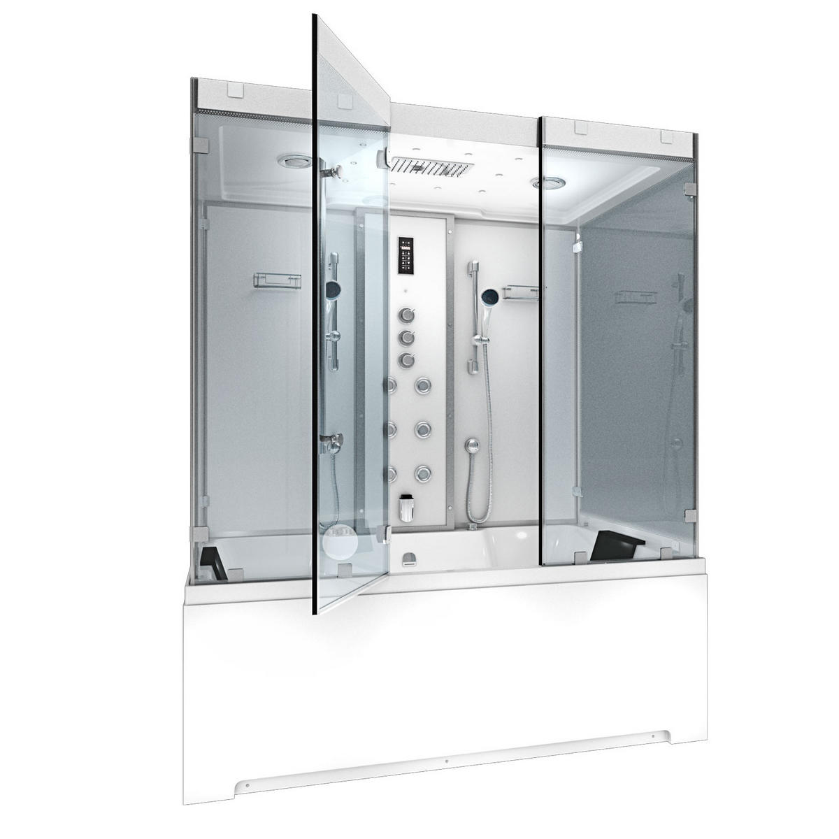 DAMPFDUSCHE Whirlpool K80-WS-TH-A-EC-SC - Weiß, Glas/Kunststoff (100/180/228cm) - AcquaVapore by Sandra Jentho