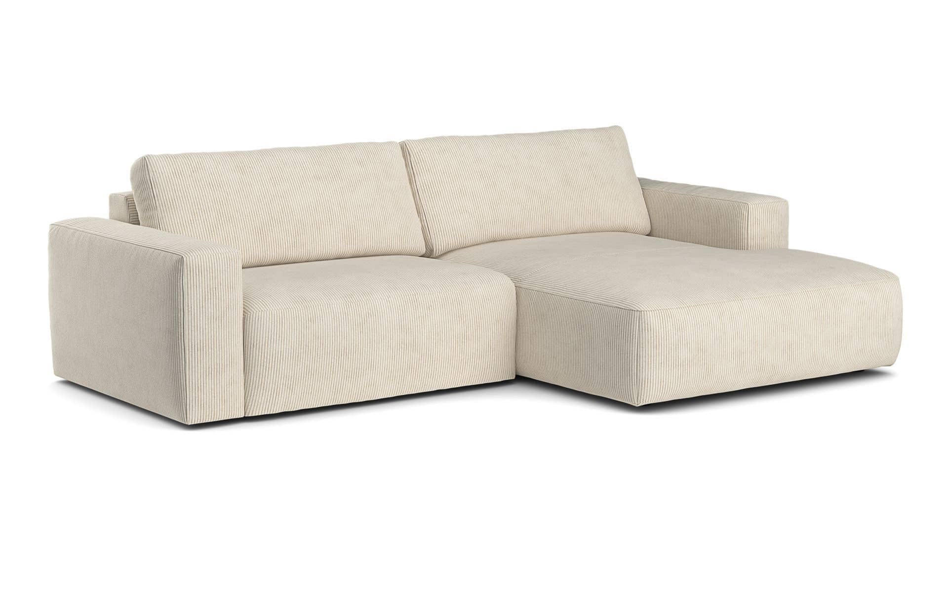 ECKSOFA mit Cord-Stoff - Beige/Creme, Holz/Kunststoff (175/288cm) - Cotta