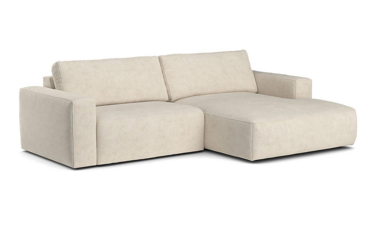ECKSOFA mit Cord-Stoff - Beige/Creme, Holz/Kunststoff (175/288cm) - Cotta