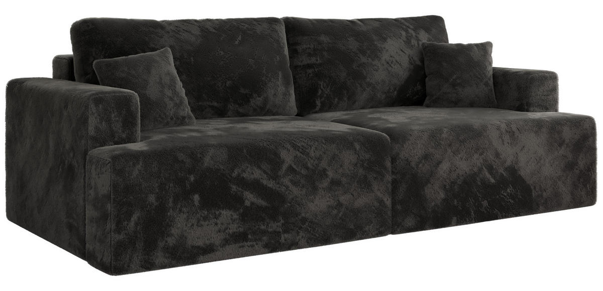 4-SITZER SOFA VIRELLA Dunkelgrau Plüsch - Dunkelgrau/Schwarz, Textil (240/88/115cm) - MKS